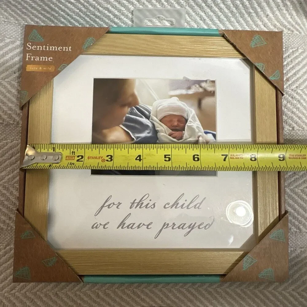 Kate & Milo Wooden Sentiment Picture Frame “For This Child We Have Prayed”